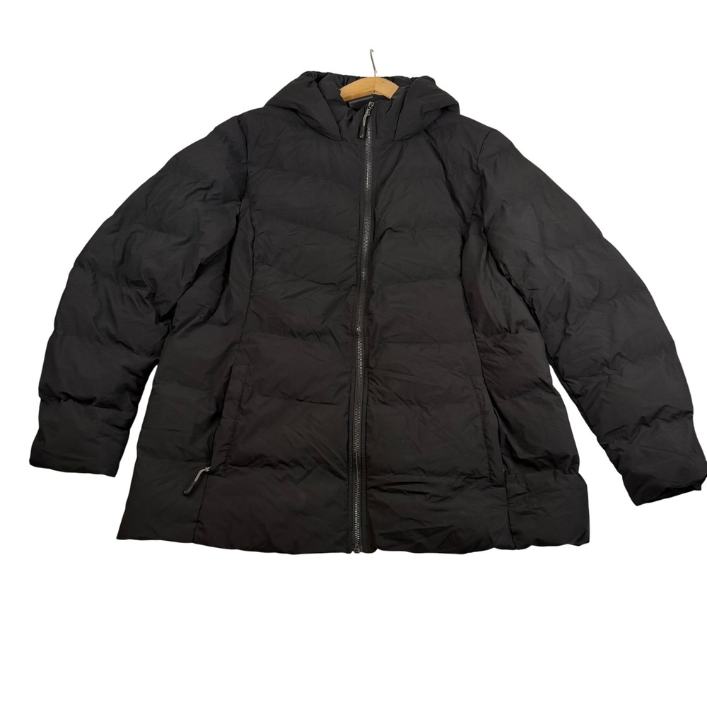 32 Degrees Heat Black Hooded Puffer Jacket XL Full Zip Quilted Parka RN165550